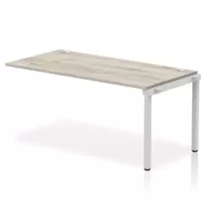 image of Impulse Bench Single Row Ext Kit 1600 Silver Frame Office Bench Desk Grey Oak