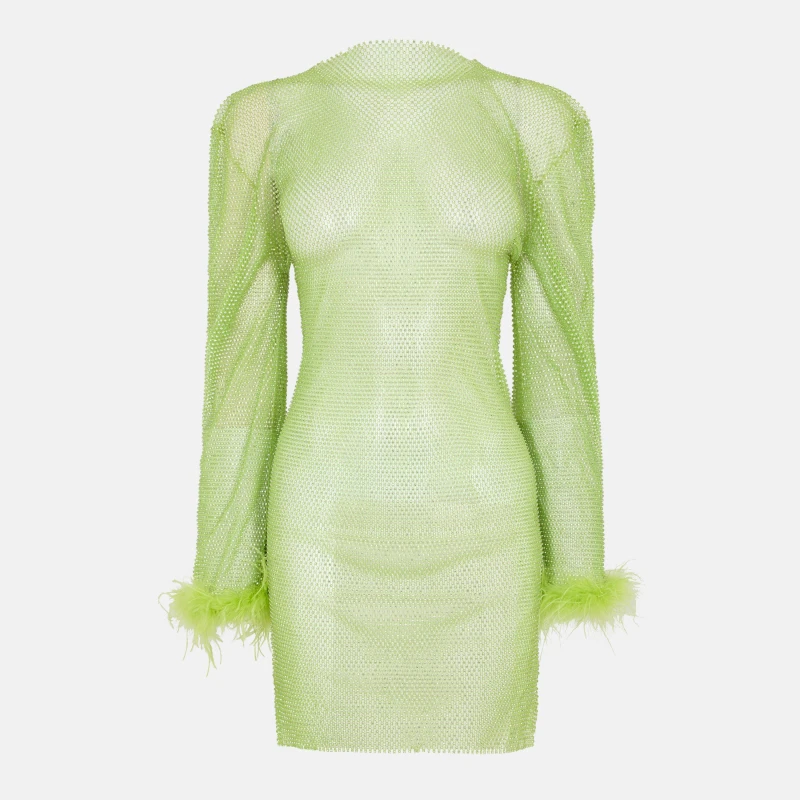 Image of AmyLynn Womens Chan Net Mini Dress Green female XS/S