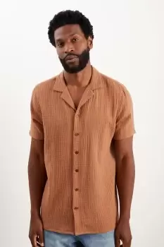 Short Sleeve Mocha Light Textured Shirt