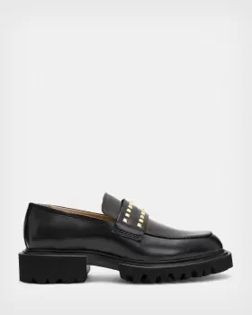 image of AllSaints Lola Studded Leather Loafers