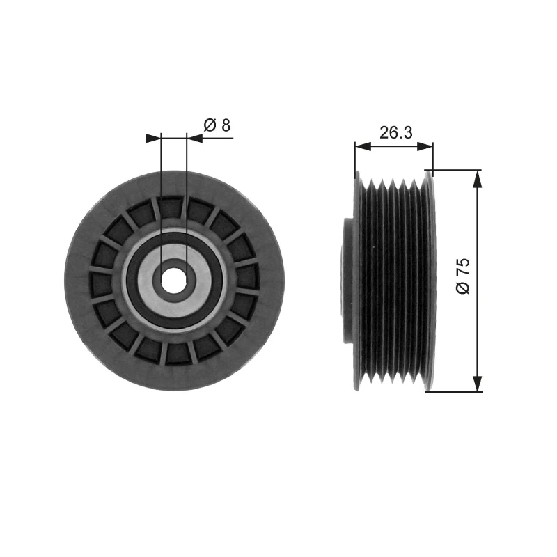 Image of GATES Deflection / guide pulley, V-ribbed belt GATES T38092
