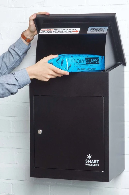 Image of Homescapes Smart Parcel Box Medium Front Access Black