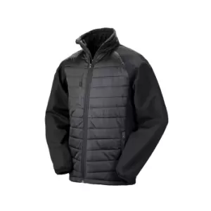 image of Result Mens Black Compass Padded Soft Shell Jacket (L) (Black)