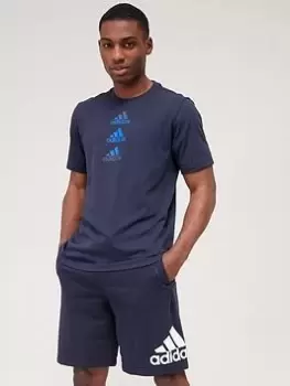 Image of adidas Train Designed 2 Move Stacked Logo T-Shirt - Navy Size XS Men
