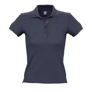 Image of SOLS Womens/Ladies People Pique Short Sleeve Cotton Polo Shirt (3XL) (Navy)