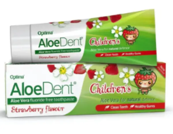 image of Aloe Dent Strawberry Childrens Toothpaste 50ml