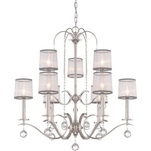 image of 9 Light Multi Arm Chandelier Silver Finish, E14