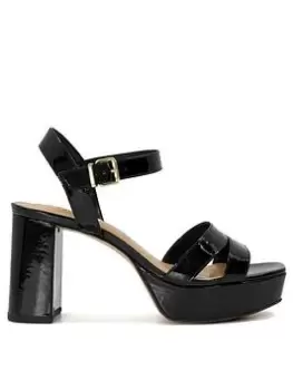 image of Dune London Dune Molten Leather Mid-Platform Sandals - Black, Size 3, Women