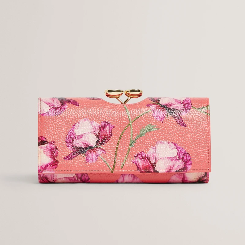 Image of Ted Baker Leather Josiey Crystal Top Purse Coral female One Size