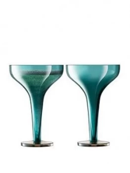 Image of Lsa International Epoque Peacock Lustre Champagne Saucers ; Set Of 2