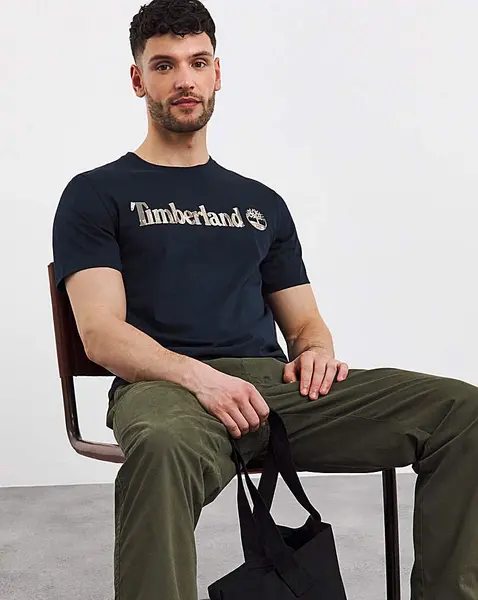 image of Timberland Timberland River Camo Logo Tee Dark Sapphire Male L42/44 JS27902