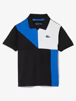 Image of Boys' Lacoste SPORT Colour-block Tennis Polo Size 12 yrs Black / Blue / White