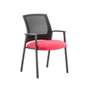 Image of Dynamic Visitor Chair Fixed Armrest Metro Seat Bergamot Cherry Fabric