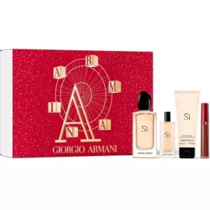 Image of Giorgio Armani Si Gift Set 100ml Eau de Parfum + 75ml Body Lotion + 6.5ml Lip Maestro - 205 Fiamma + 15ml EDP