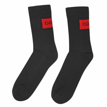 image of Hugo Black 2 Pack Ribbed Socks - Black