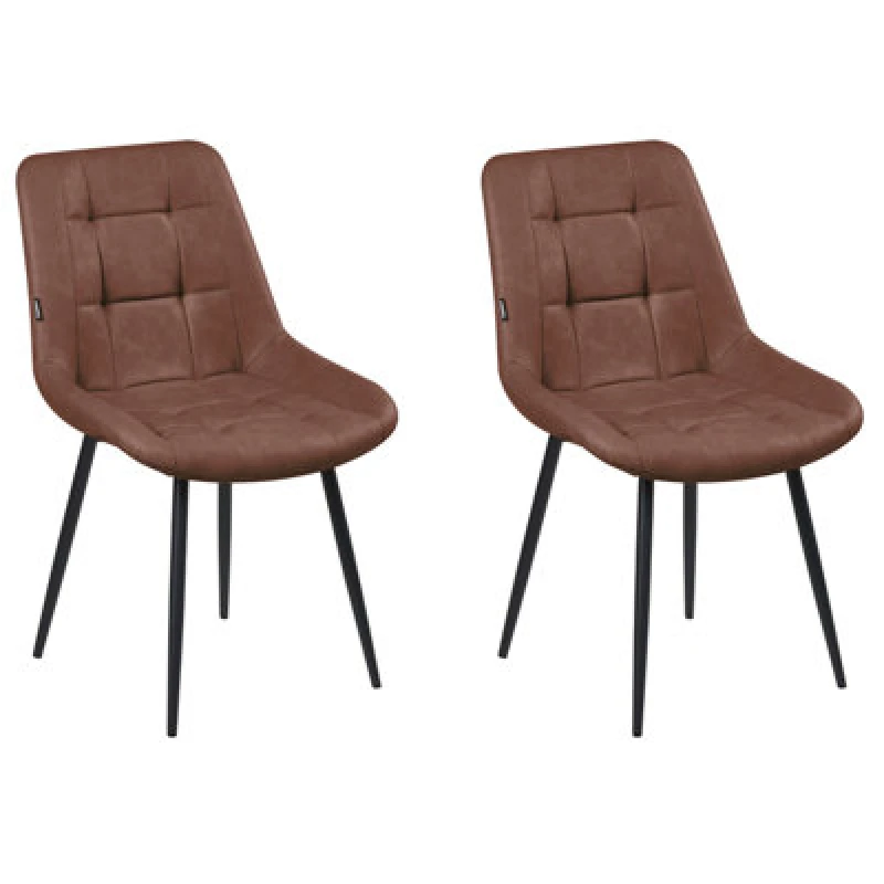 Image of Beliani Set Of 2 Dining Chairs Melrose Faux Leather Brown