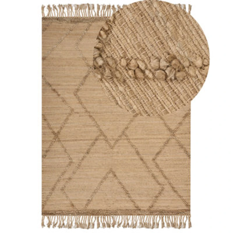 Image of Beliani Rug Handere Beige 200 X 300 Cm Jute