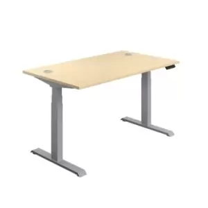 Image of Economy Sit Stand Desk 1200 X 800 Maple-Silver