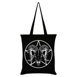 image of Grindstore RAM Skull Pentagram Tote Bag (One Size) (Black)