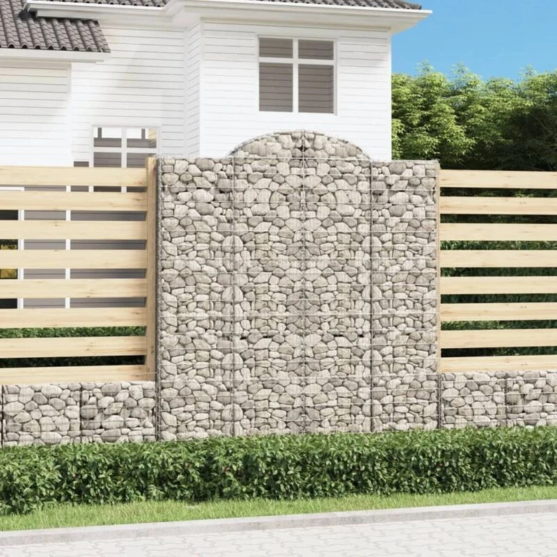 Image of VIDAXL Arched Gabion Baskets 9 pcs 200x50x220/240cm Galvanised Iron Vidaxl 3146453
