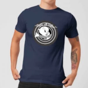 Image of Looney Tunes That's All Folks Porky Pig Mens T-Shirt - Navy - L