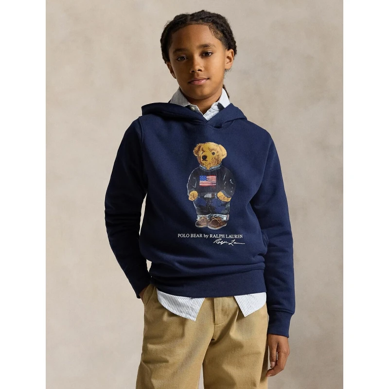 Image of Polo Ralph Lauren Polo Bear Hoodie Navy Blue Brushed Fleece S