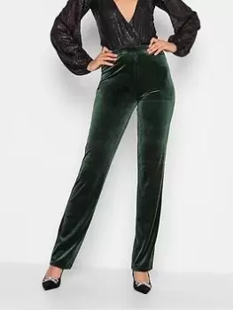 Image of Long Tall Sally Dark Green Wide Leg Velvet Trouser, Green, Size 12, Women