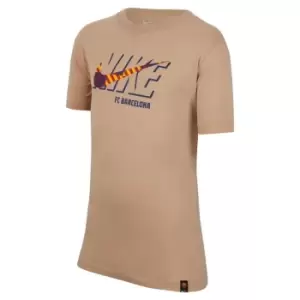 Image of Nike FC Barcelona Swoosh T-Shirt 2022/2023 Junior Boys - Brown