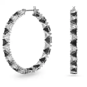 Image of Millenia Hoop Triangle Zirconia Black Rhodium Plated Earrings 5616911