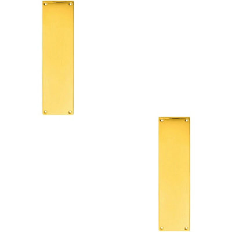 Image of Loops 2x Plain Victorian Door Finger Plate 298 x 73mm Polished Brass Push Plate Metallics