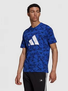 Image of adidas Future Icon Camo T-Shirt - Blue Size 2XL, Men