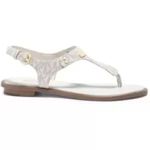 image of Michael Kors Logo Plate Leather Thong Sandal - Cream