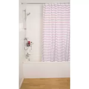 image of Croydex Pinstripe Shower Curtain, Plumb/White