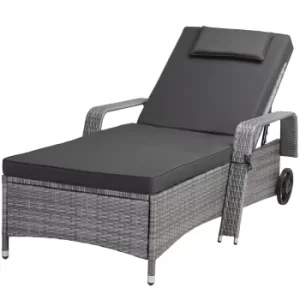 image of Poly Rattan Sun Lounger Grey 6.3x3ft