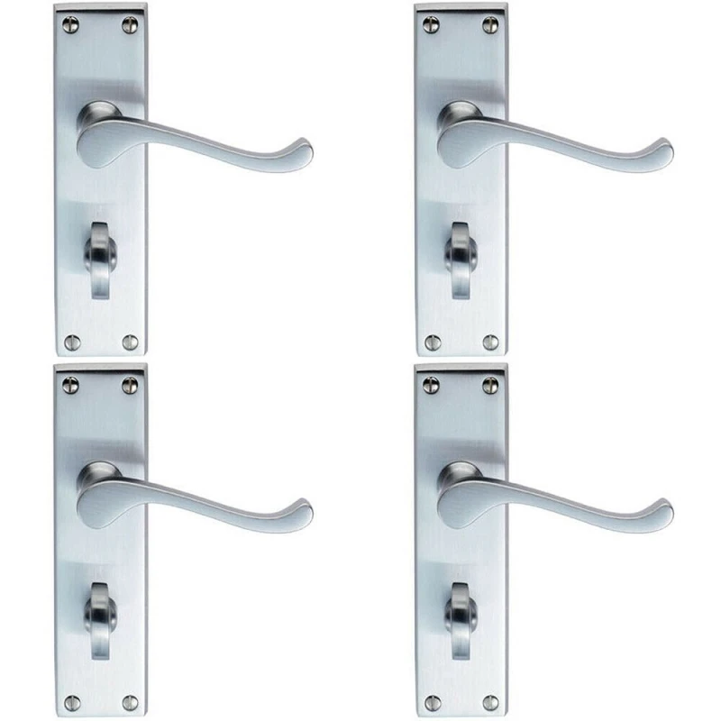 Image of Loops 4x PAIR Victorian Scroll Handle on Bathroom Backplate 155 x 41mm Satin Chrome Multi