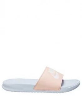 Image of Nike Benassi Just Do It Slides - Blue/Pink , Blue/Pink, Size 8, Women