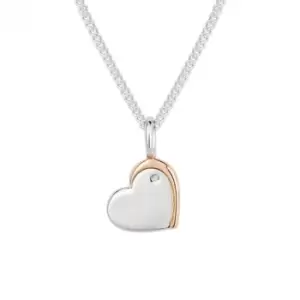 image of Recycled Silver & Rose Gold Plated Heart Necklace P5227