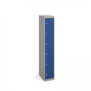 image of Bisley lockers with 6 doors 457mm deep - grey with blue doors