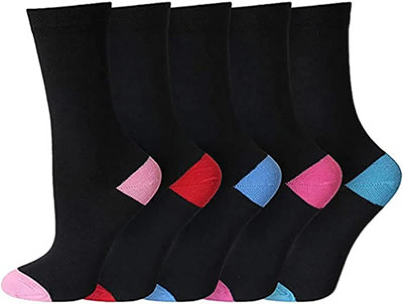 Image of KAV 5 Pairs Stretch Breathable Colour Heel & Toe Socks Multi female