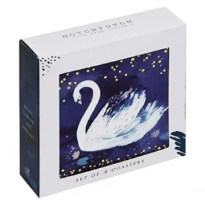 Image of Swan Lake Set of 4 Coasters and Holder