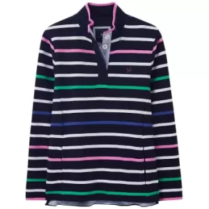 image of Crew Clothing Womens Half Button Sweater Navy/Multi Stripe 12