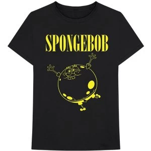 Image of Nickelodian - Spongebob Inflated Sponge Unisex Large T-Shirt - Black