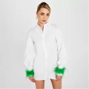 image of Missguided Petite Button Shirt Dress - White