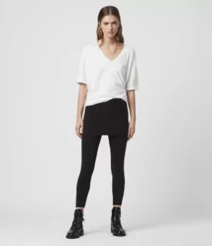 Image of AllSaints Womens Cotton Essential Raffi Leggings, Black, Size: L