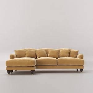 Image of Swoon Holton Velvet Corner Sofa - Left Hand Side - Corner Sofa - Biscuit