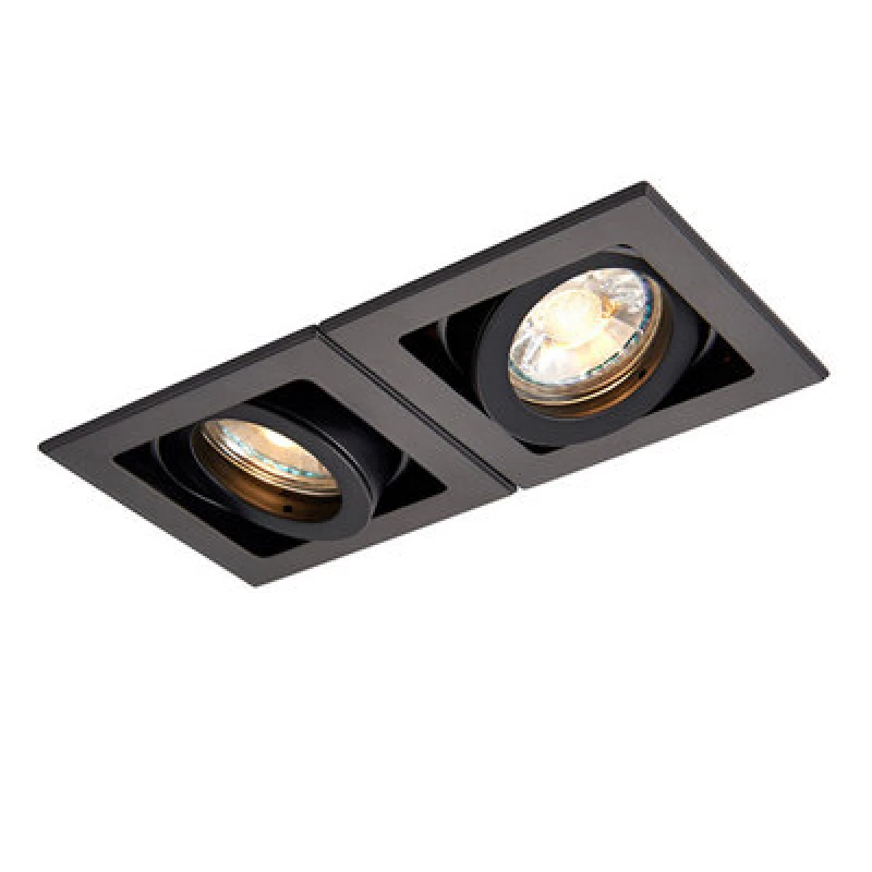Image of Netlighting Xeno Twin 2 Light Recessed Titlable Downlight Matt Black Dimmable Black