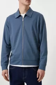 Image of Mens Blue Premium Zip Through Collared Jacket