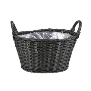 image of Ivyline Polyrattan Lined 24 x 33cm Willow Basket Planter