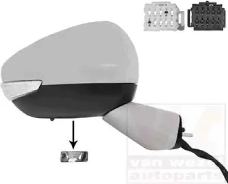Image of VAN WEZEL 0979816 Wing mirror * HAGUS * Right, with temperature sensor, partially primed Outside Mirror (50)