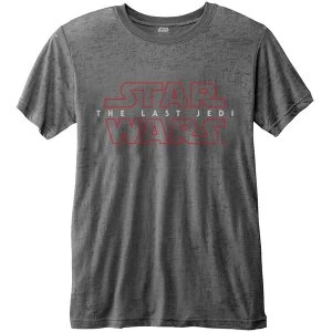 image of Star Wars - Episode VIII The Last Jedi Logo Unisex Large T-Shirt - Grey